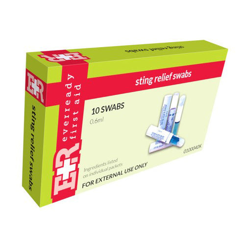 Sting Relief Swabs - Medicated Itch & Pain Relief - 10 Count Box