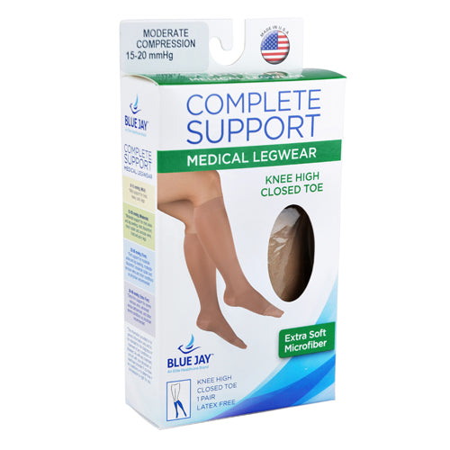 Microfiber Compression Knee High Stockings 15-20 mmHg - Beige - XL