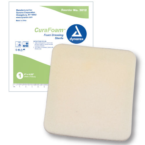 CuraFoam Foam Dressing 4 x 4.25 for Wound Healing - Box of 10