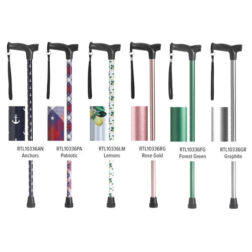 Comfort Grip Patriotic USA Aluminum Cane - Adjustable Walking Stick for Men & Women, 300 lbs Capacity