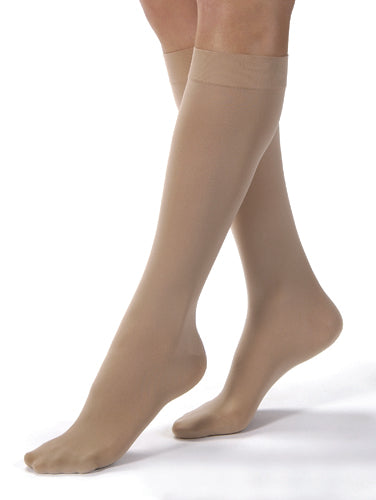 Jobst Opaque Knee High Compression Stockings 15-20 mmHg, Large, Black