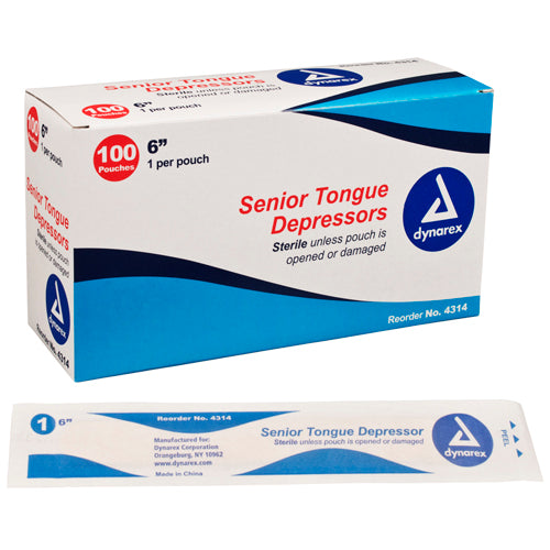Sterile Tongue Depressors - Individually Wrapped, 6 inch, Bx/100