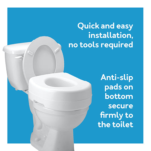 Carex 5 Inch Raised Toilet Seat - Elevated Riser for Standard & Elongated Toilets