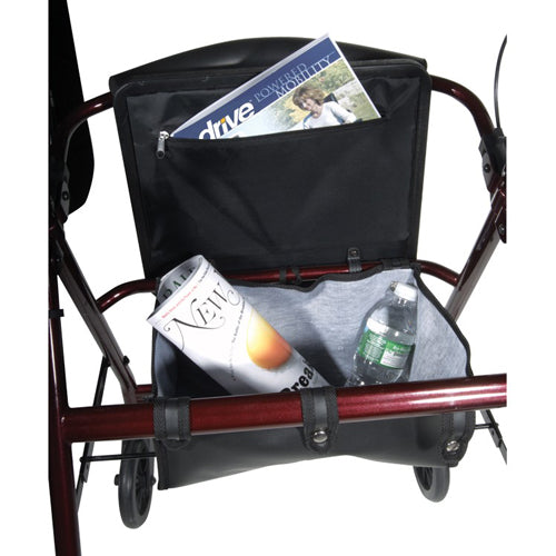 Red Aluminum Rollator Walker with Padded Seat, Adjustable Handles, and Fold-Up Back