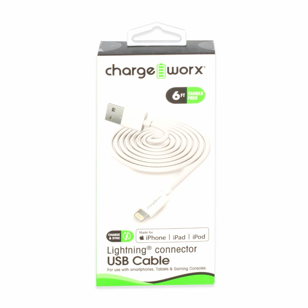 Chargeworx Lghtn Cbl Wht 6Ft
