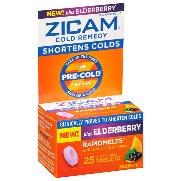 Zicam Rapidmelts Elderberry Citrus Flavor Cold Remedy Quick Dissolve Tablets 25Ea Box