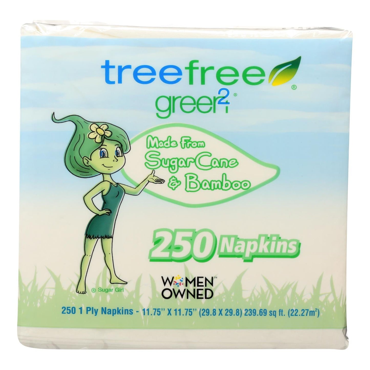 Green2 Treeless Paper Napkins (Bamboo/Sugar Cane) - 250 Ct, Case of 16 - USDA Biobased