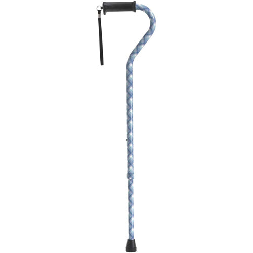 Offset Cane with Gel Grip, Plaid - Adjustable Aluminum Walking Cane for Comfort & Stability