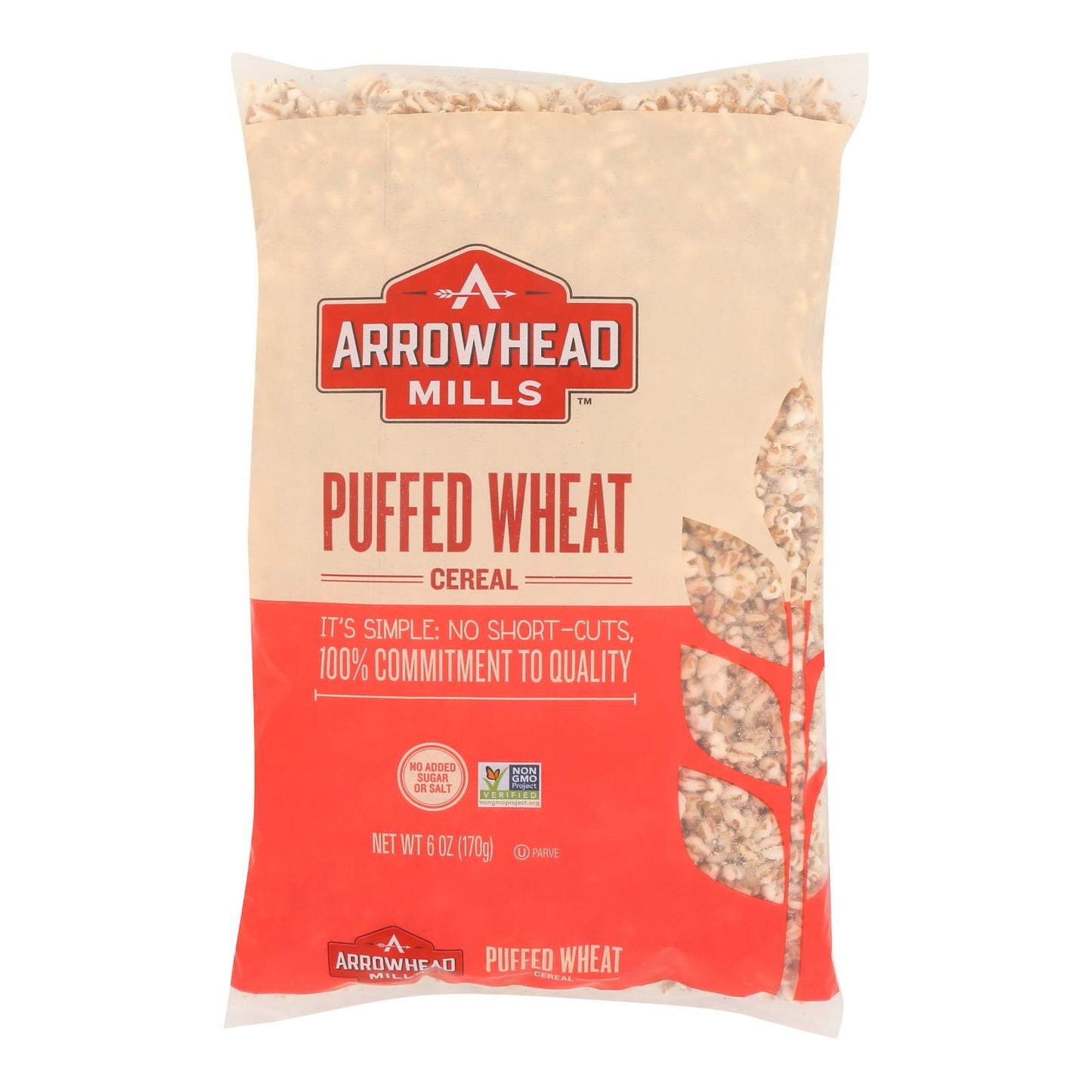 Arrowhead Mills Puffed Wheat Cereal - 100% Whole Grain, No Added Sugar, Fat-Free (Case of 12 x 6 Oz)