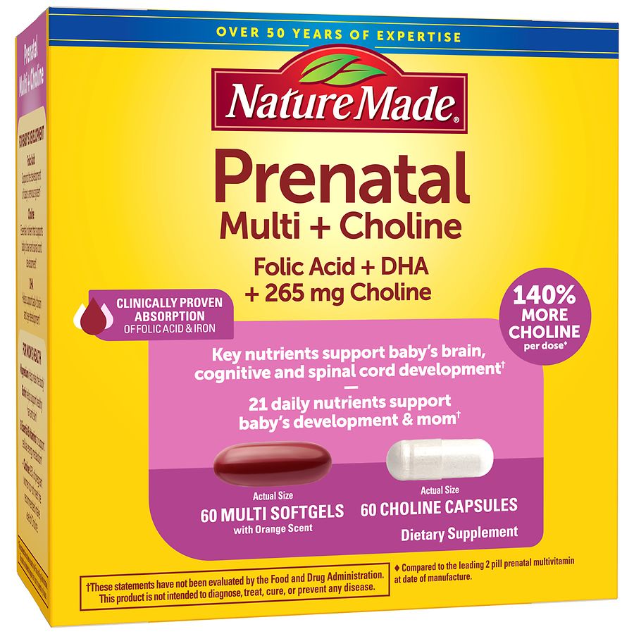 Nature Made Prenatal Multivitamins + Choline Capsules