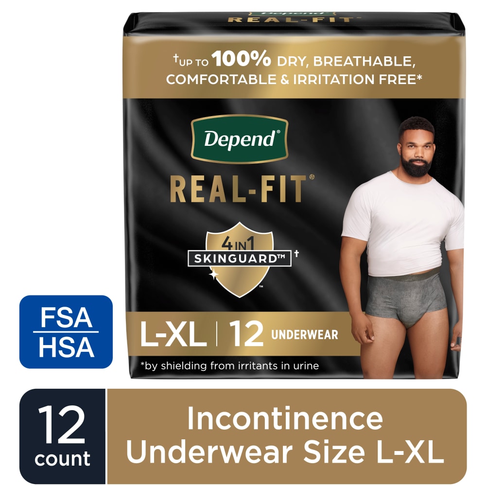 Depend Real Fit Underwear For Men Maximun Absorbency L-Xl 12Ct