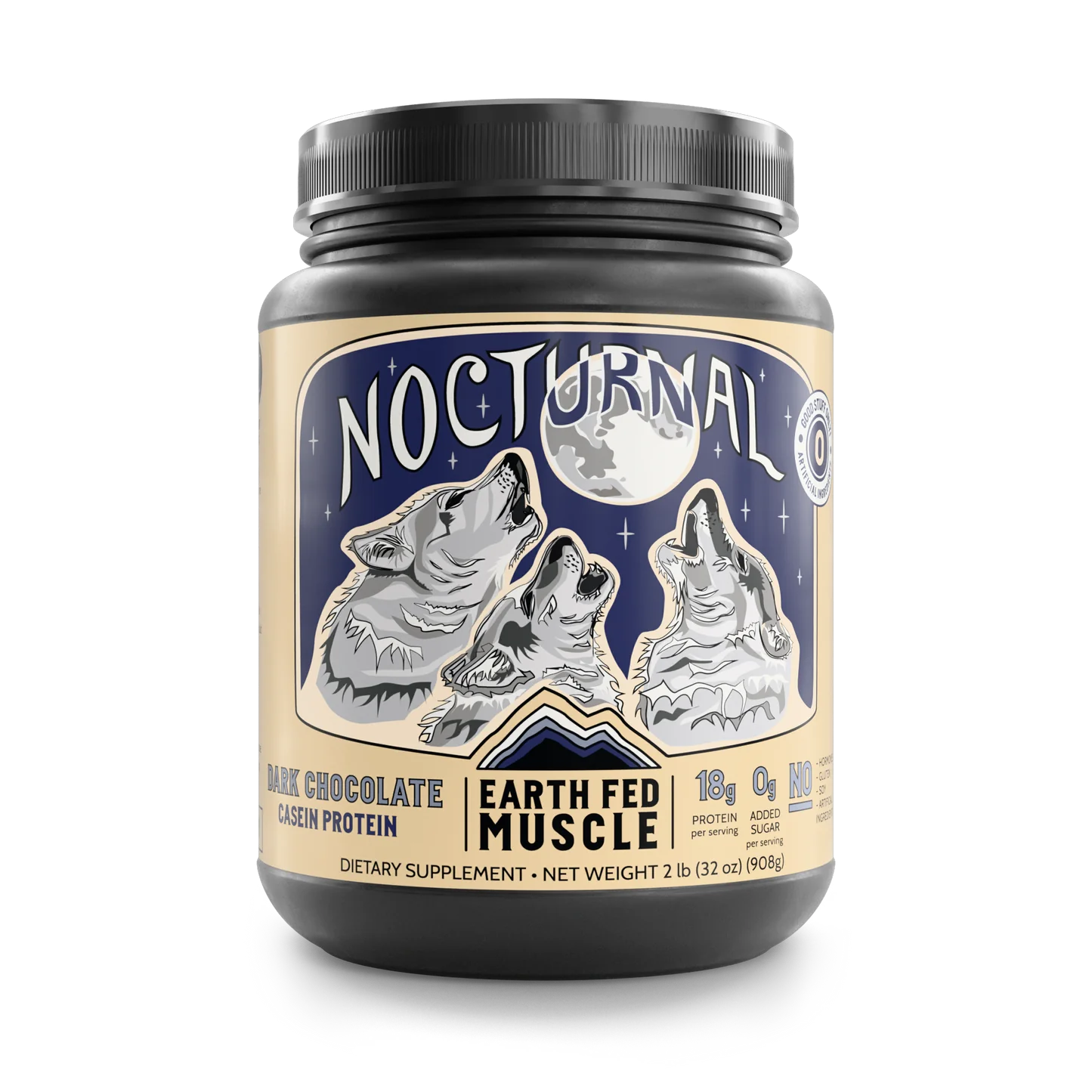 Earth Fed Muscle - Dark Chocolate Nocturnal Casein Protein, 2 lb - Gluten Free USA