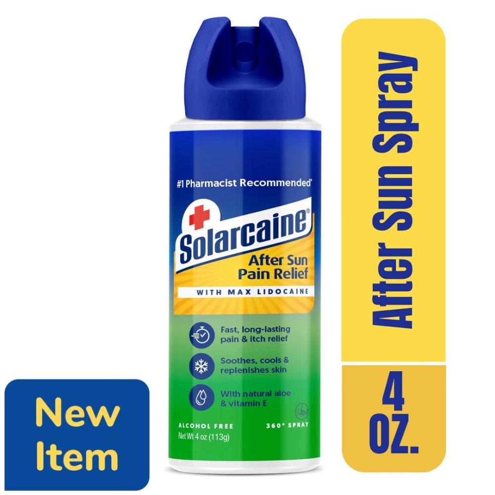 Solarcaine Aloe Vera Sunburn Relief Spray | Medicated Lidocaine Pain Relief | 4 oz Aerosol