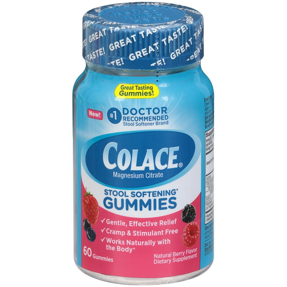 Colace Natural Berry Flavor Stool Softening 60 Gummies