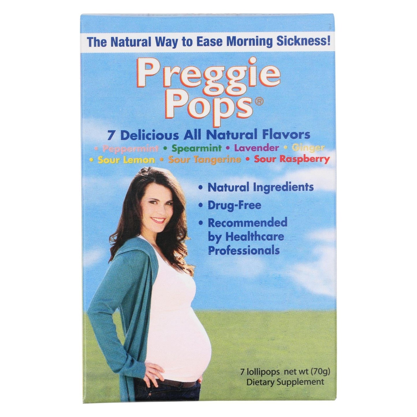 Preggie Pops Queasy Drops: Peppermint, Spearmint, Lavender Ginger, Sour Lemon, Sour Raspberry, Sour Tangerine (Pack of 7)