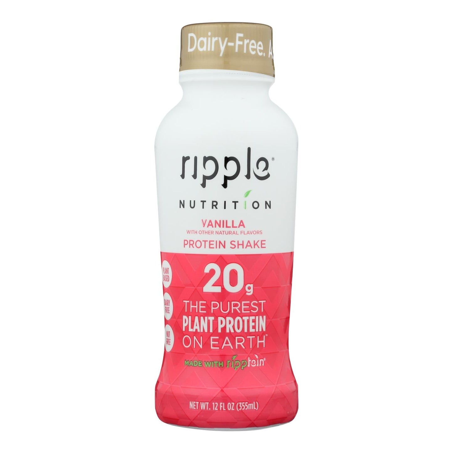 Ripple Foods PBC Plant-Based Vanilla Shake, 12-Pack of 12 Fl Oz Cartons