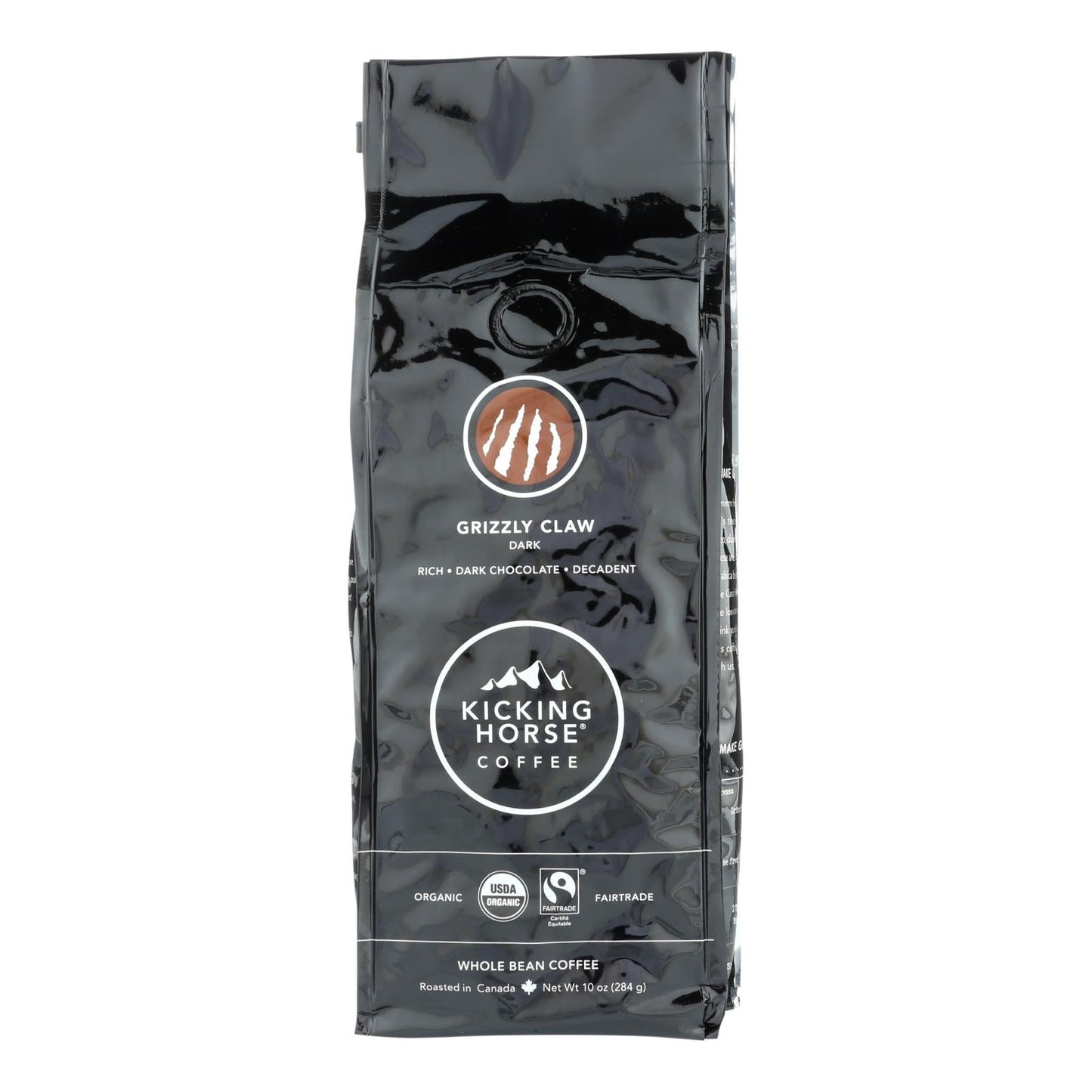 Kicking Horse Coffee Organic Whole Bean Grizzly Claw Dark Roast 10 oz Bag (Pack of 6)