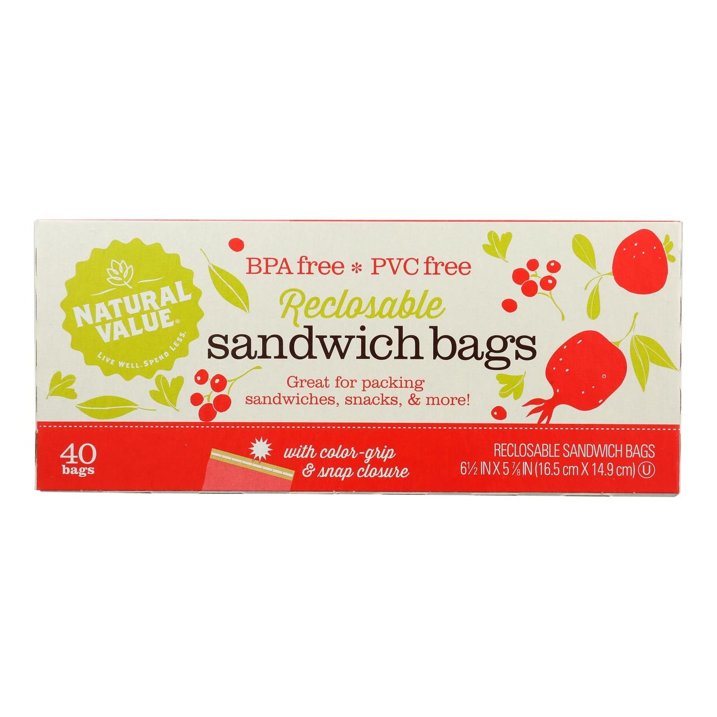 Natural Value Reclosable Sandwich Bags - 480 Count
