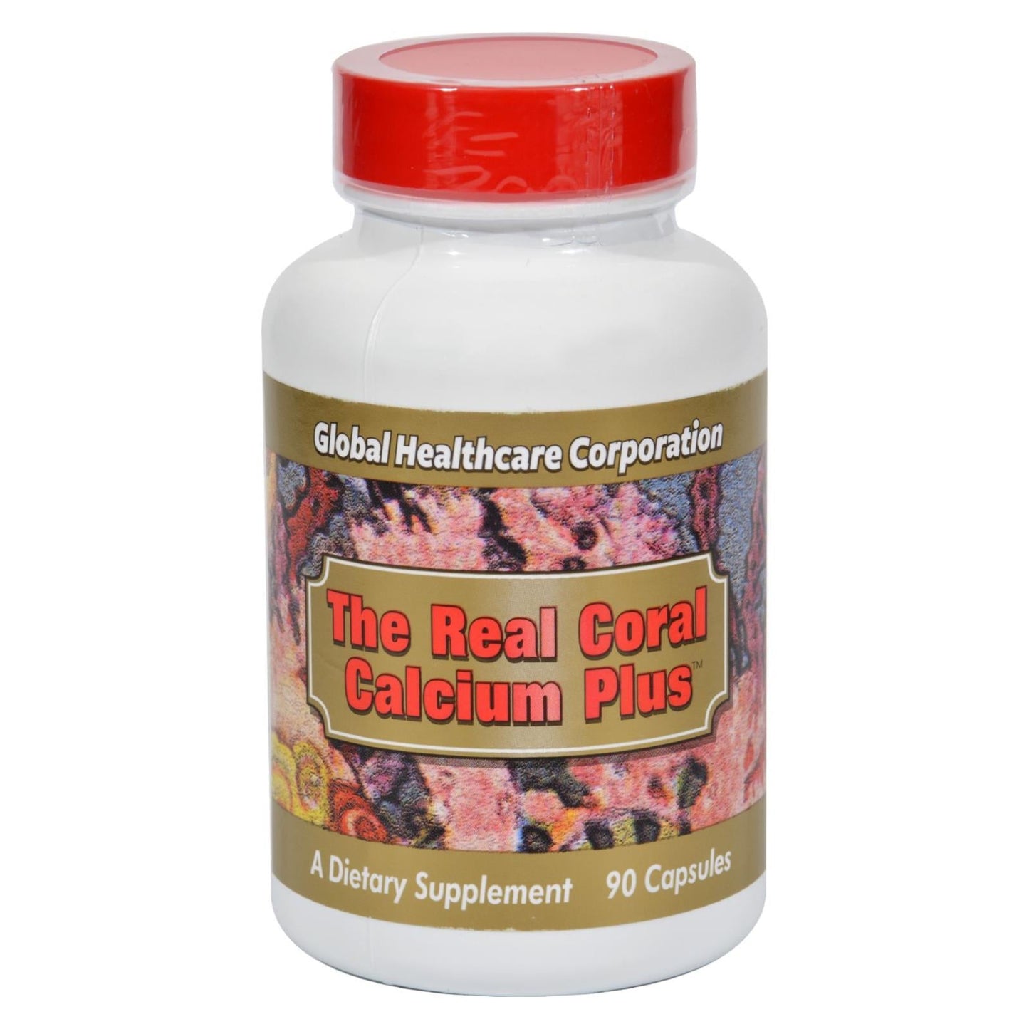 Global Healthcare Real Coral Calcium Plus, 90 Capsules, Natural Mineral Supplement