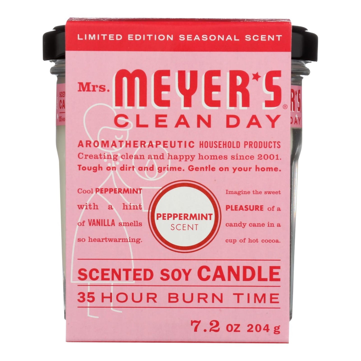 Mrs. Meyer's Clean Day Refreshing Peppermint Scented Soy Candle (Pack of 6) - 7.2 oz Per Candle