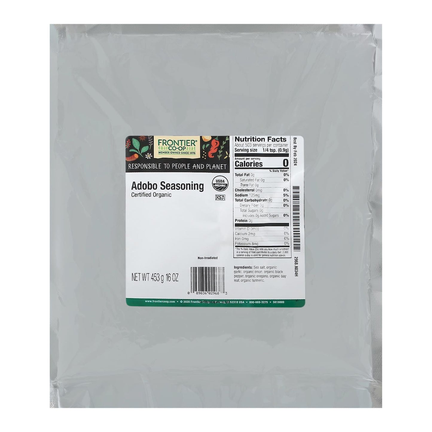 Frontier Herb Adobo Seasoning, Organic, 1 lb