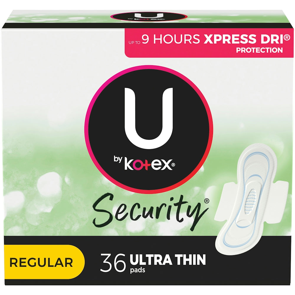 U by Kotex Security Ultra Thin Pads With Wings, Regular 36 ct