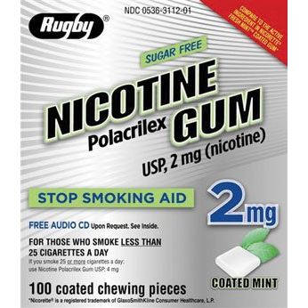 Rugby Nicotine Gum 2 MG Mint Rug Size: 40