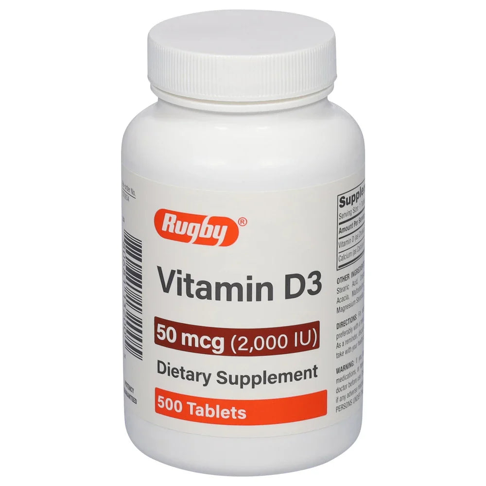 Rugby® Vitamin D3 – 50 mcg (2,000 IU) – 500 Tablets