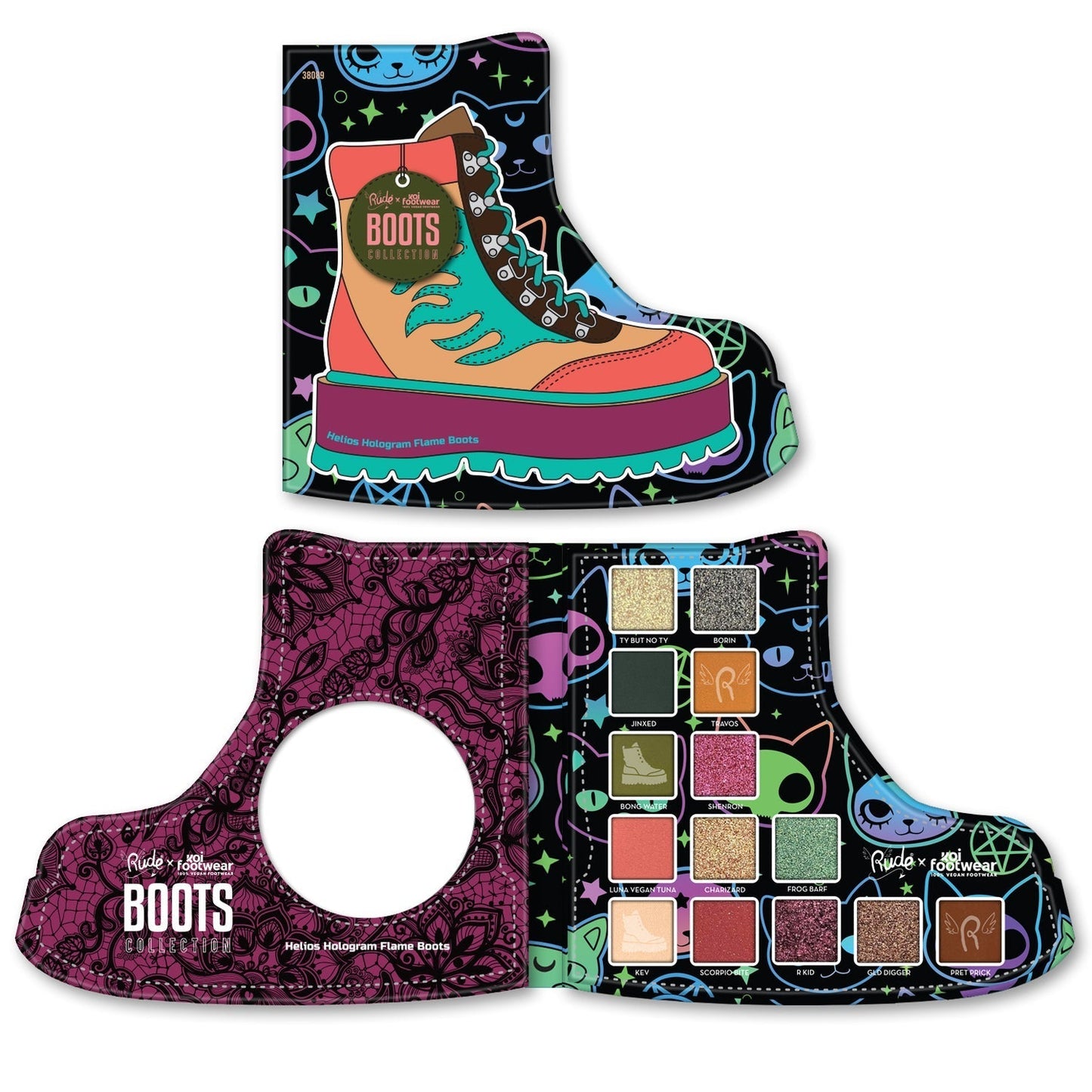 RUDE X KOI FOOTWEAR Boots Collection - Helios Hologram Flame Boots - Helios Hologram Flame Boots