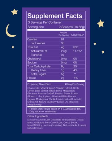 The Functional Chocolate Co. Sleepy Chocolate Bar, 1.75 oz, Case of 12