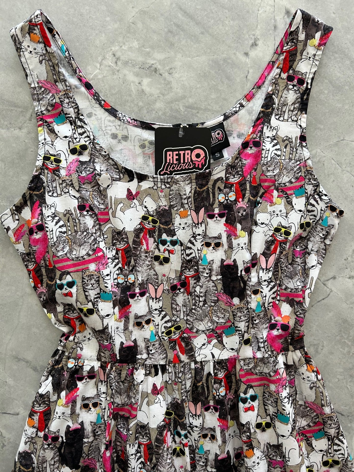 Cool Cats Shorter Length Fit & Flare Dress - 3X only, 1 left!
