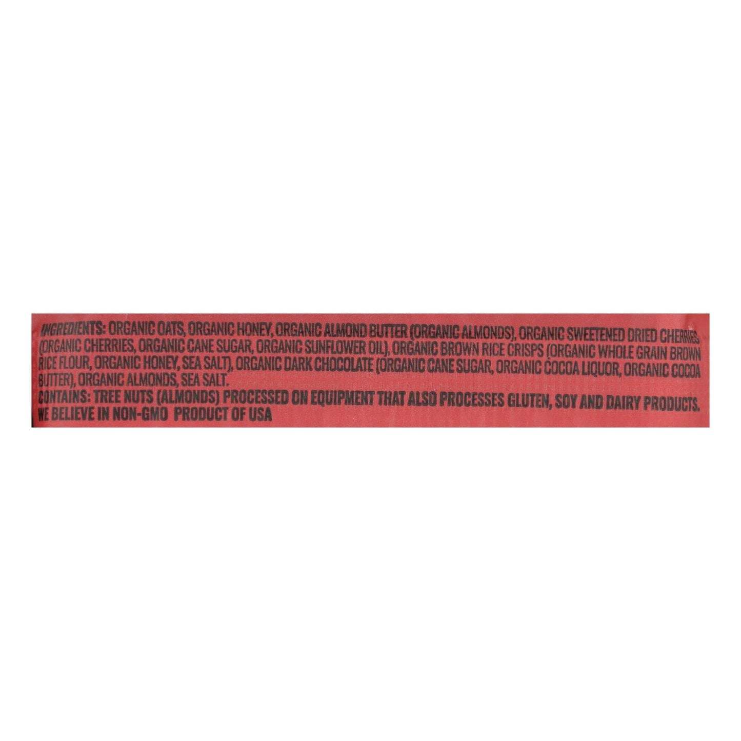 Kate's Real Food Organic Dark Chocolate Cherry Almond Energy Bar, 2.2 oz, Case of 12