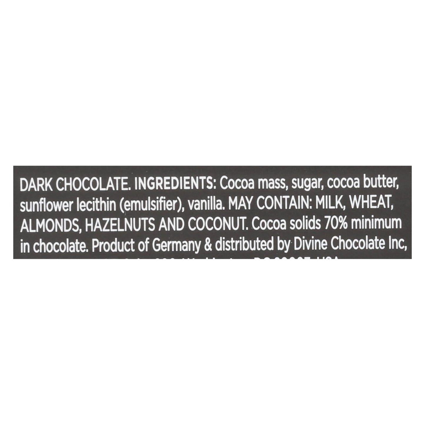 Divine Dark Chocolate Snack Bar (Pack of 18) - 70% Cocoa, 1.2 Oz Each