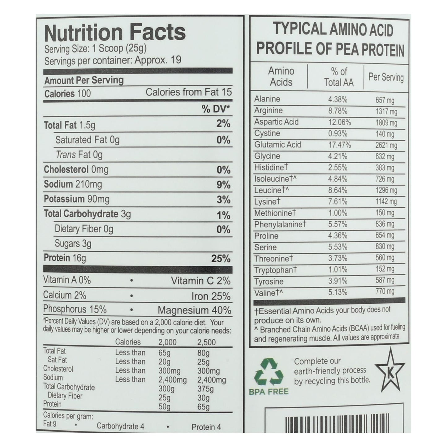 Growing Naturals Yellow Pea Protein, Vanilla Blast, 16 oz