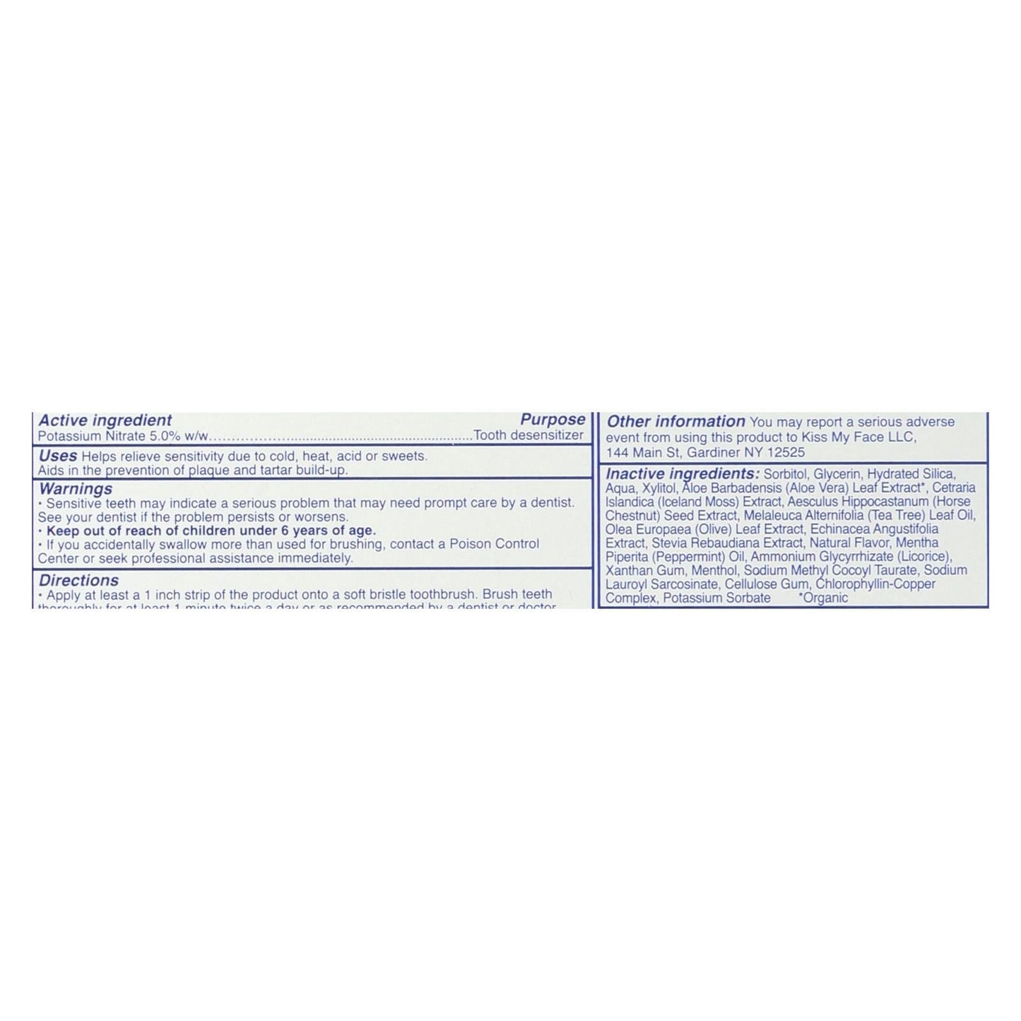 Kiss My Face Fluoride-Free Sensitive Gel Toothpaste (4.5 Oz.)