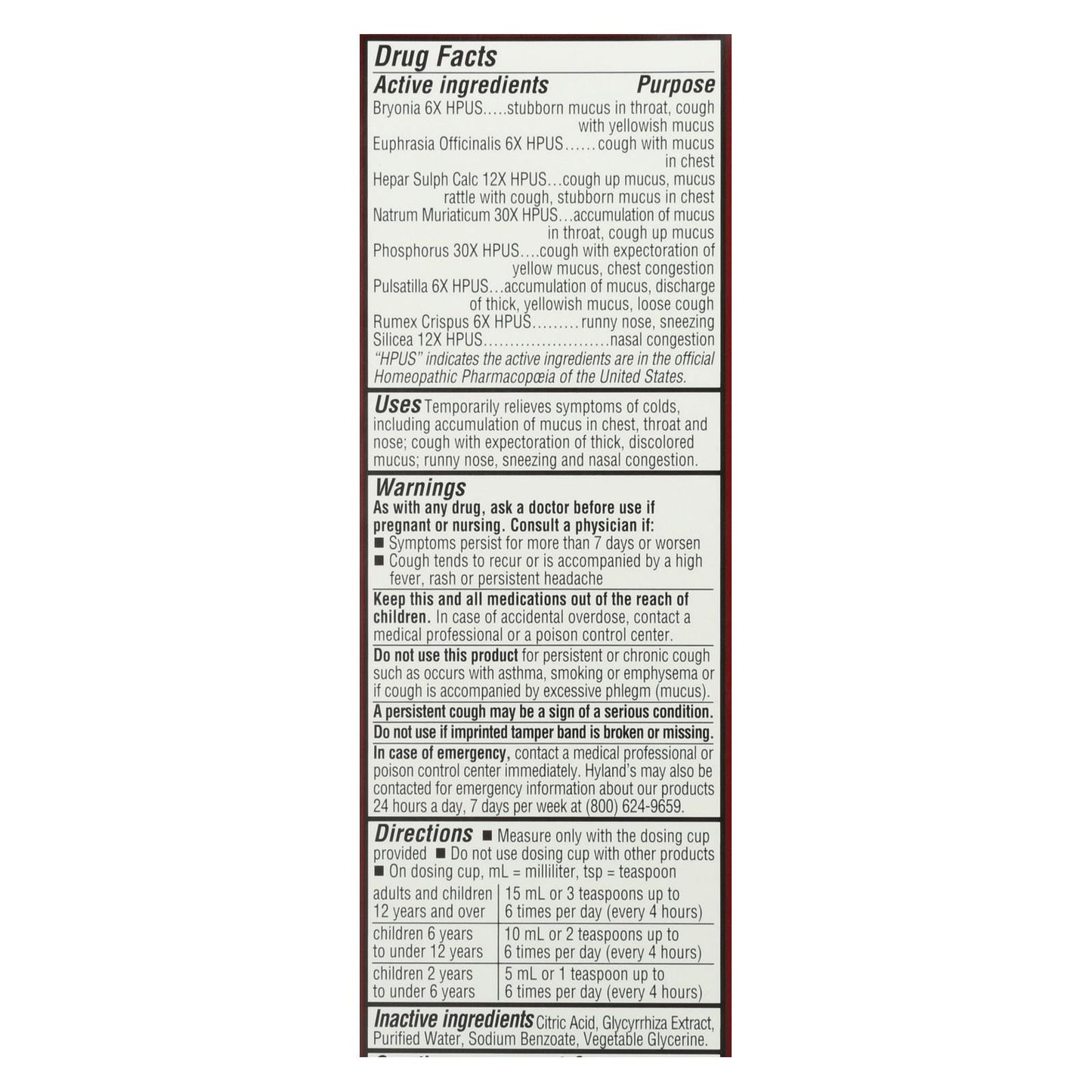 Hyland's Homeopathic Cold & Mucus Relief Spray, 4 Fl Oz