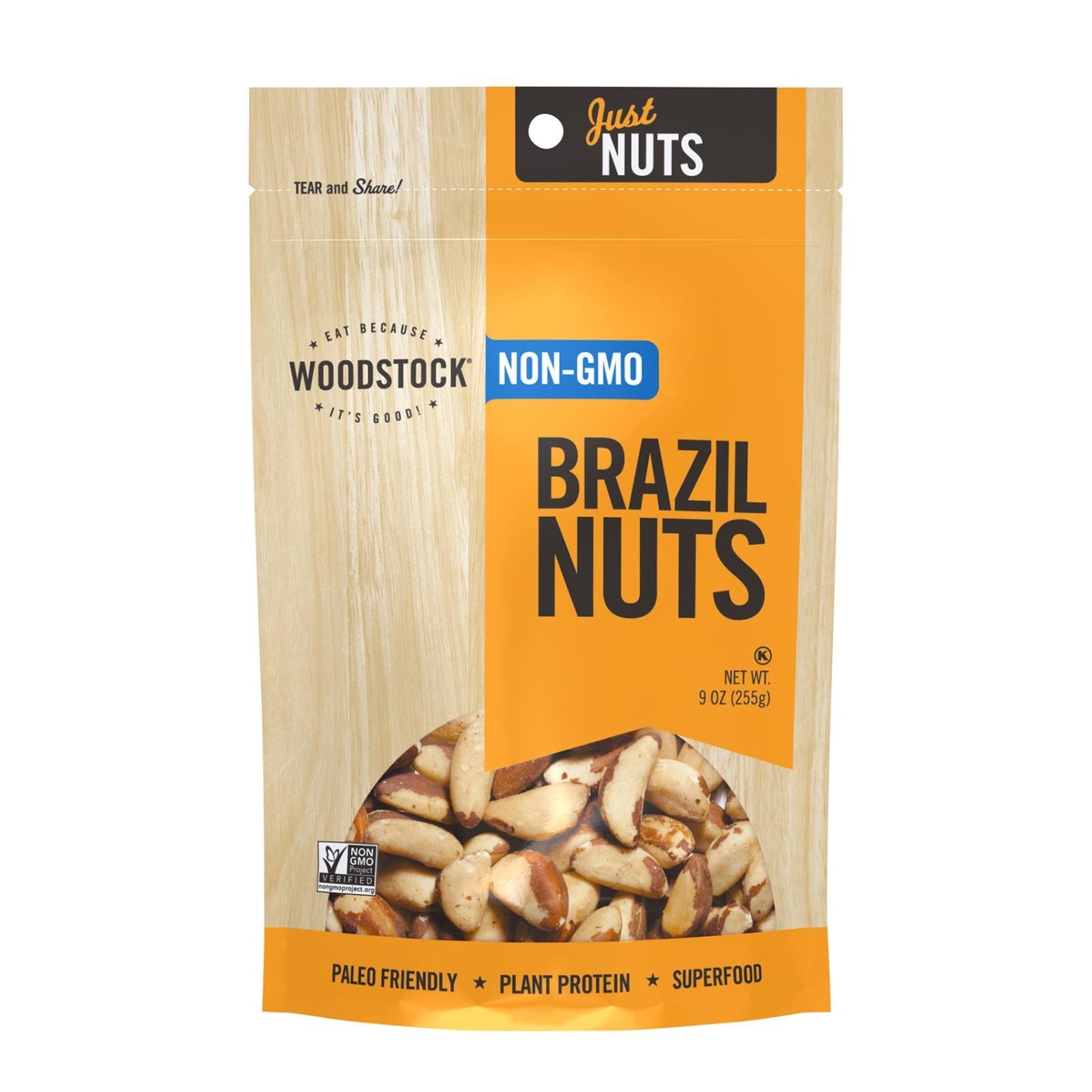 Woodstock Premium Non-GMO Brazil Nuts, 9 Oz. Pack of 8