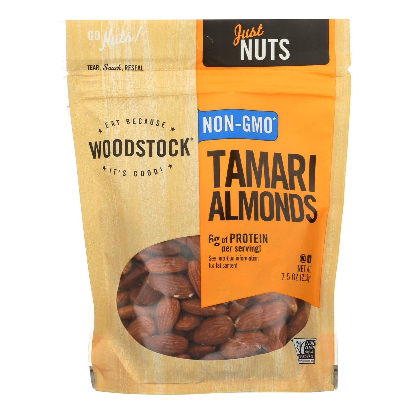 Woodstock Premium Non-GMO Tamari Glazed Almonds, 7.5 Oz (Pack of 8)
