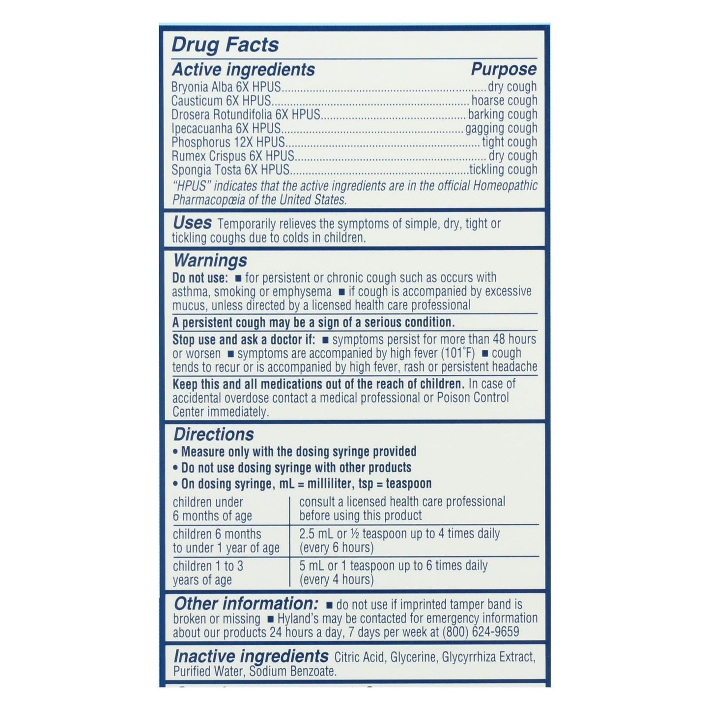 Hyland's Homeopathic Baby Cough Syrup - Natural Cough Relief for Infants - 4 Oz.