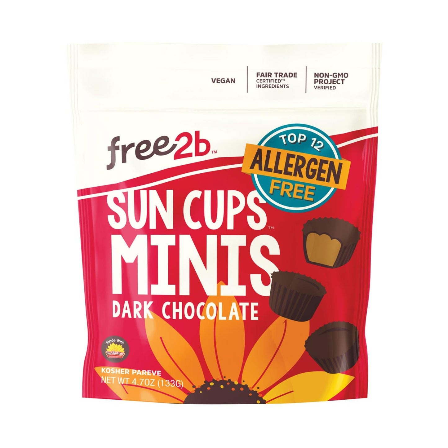 Free 2 B Sun Cups (Pack of 6) - Mini Dark Chocolate - 4.2 Oz