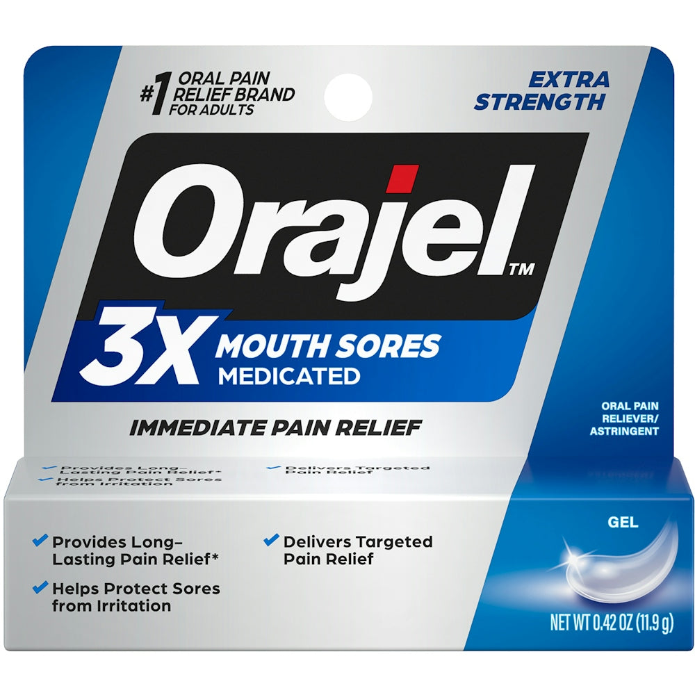 Orajel Gel Extra Strength 3X Medicated Mouth Sores 0.42 Oz