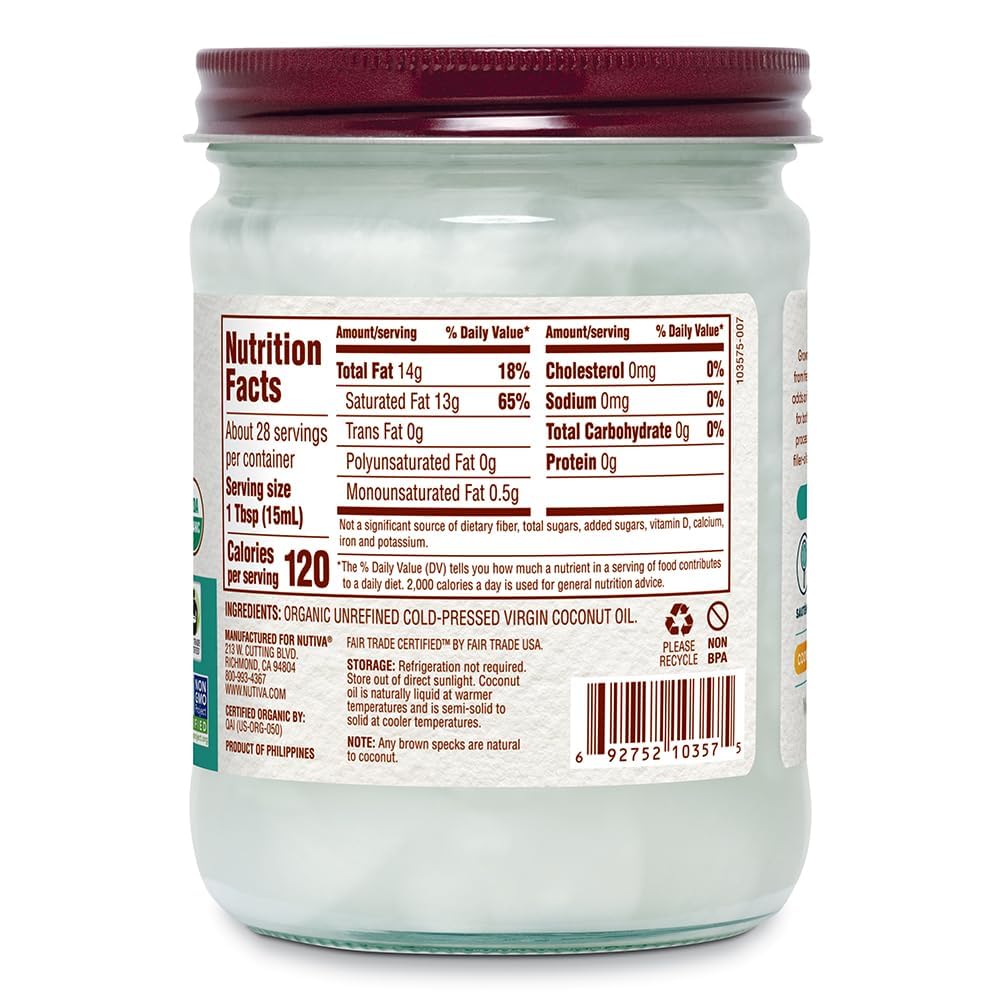 Nutiva Organic Virgin Coconut Oil 14 oz Pack of 6