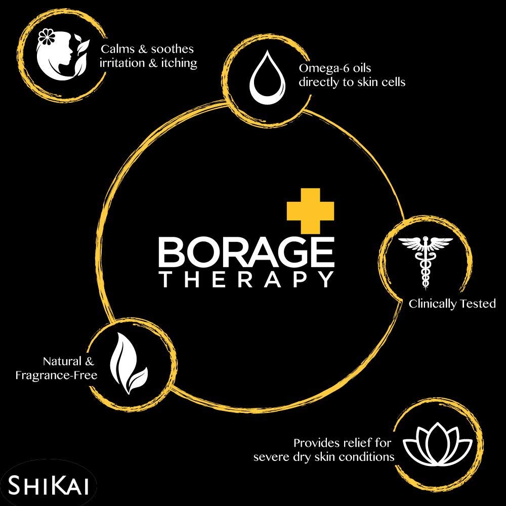Shikai Borage Therapy Dry Skin Lotion, Unscented, 8 fl oz, Pack of 2