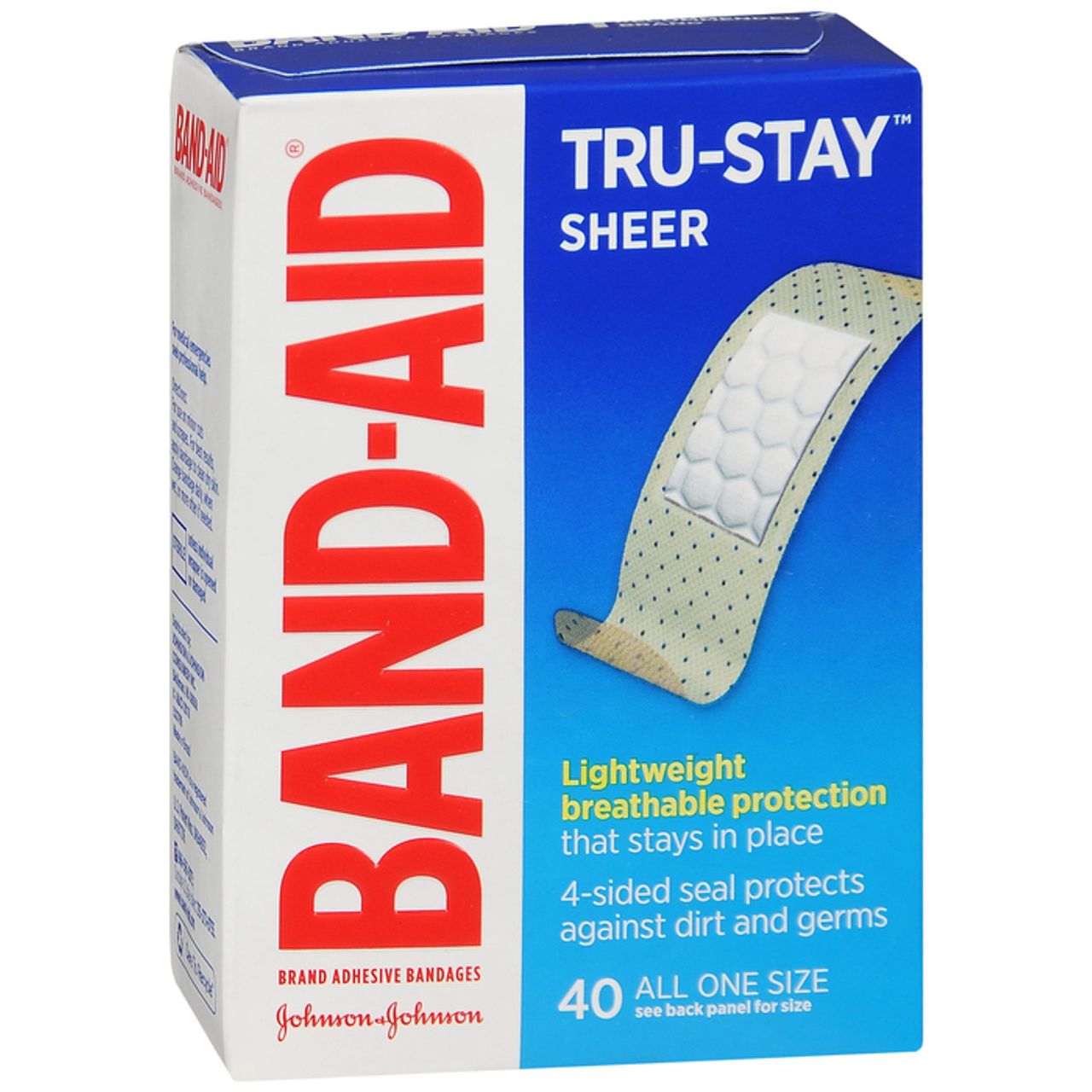 Band Aid Tru-Stay All One Size Sheer Adhesive Bandages 40Ea Box