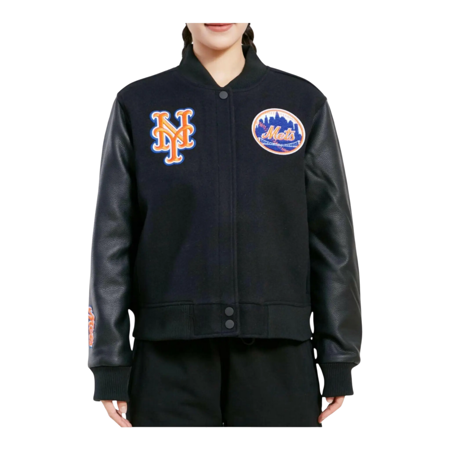 Pro Standard MLB New York Mets Classic Wool Varsity Women Jacket Jet Black