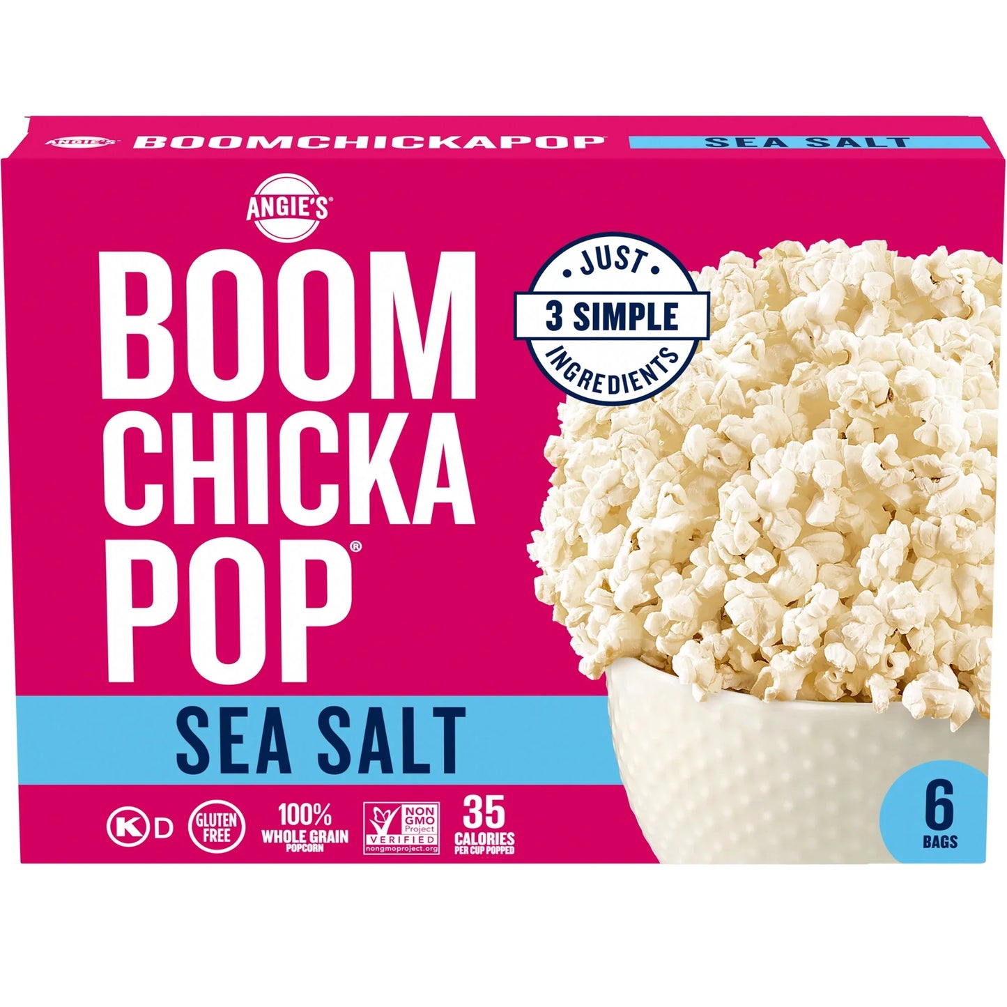 Angie's - Sea Salt Popcorn, 19.74 oz (Pack of 6) - Gluten-Free Snack