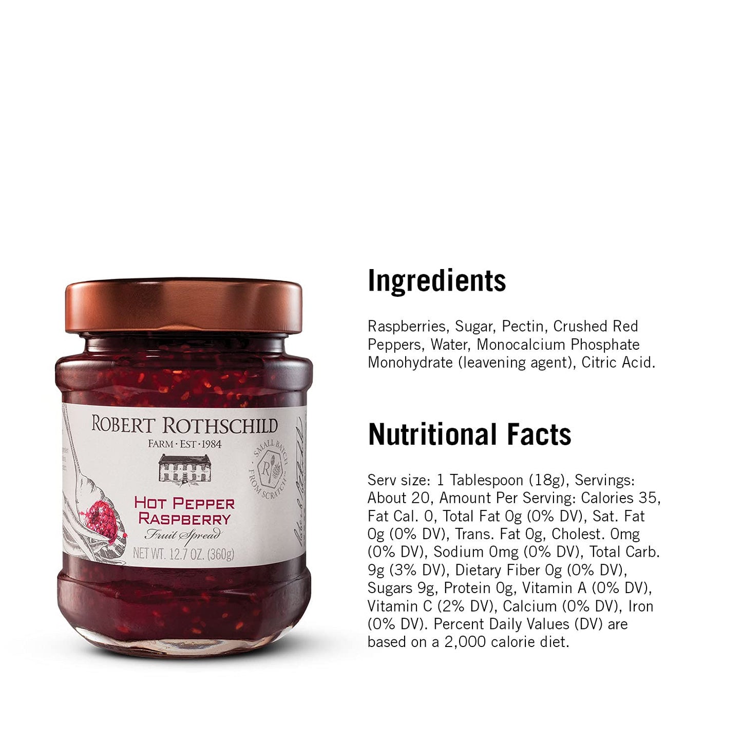 Robert Rothschild Farm Hot Pepper Raspberry Fruit Spread | 4.9 oz (Case of 12)