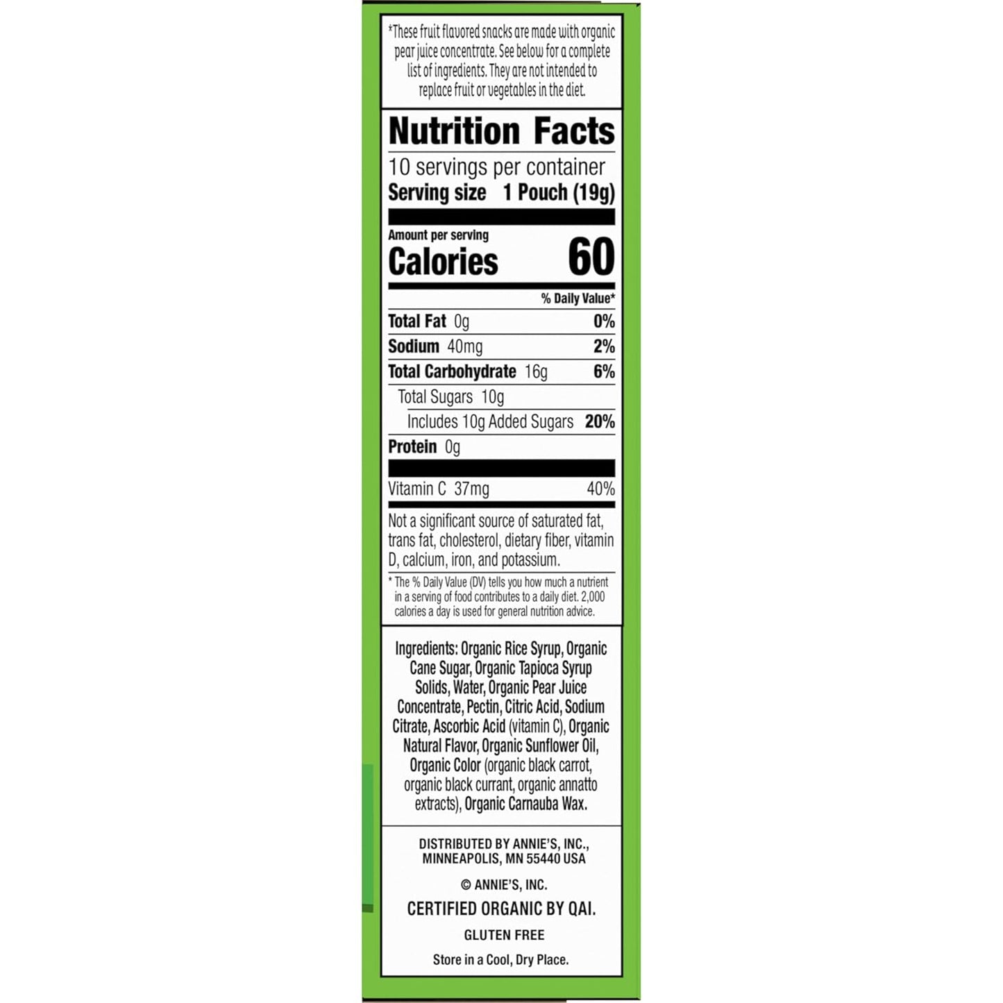 Annie's Homegrown - Organic Tropical Fruit Snacks, 10x0.7 oz (Pack of 8)