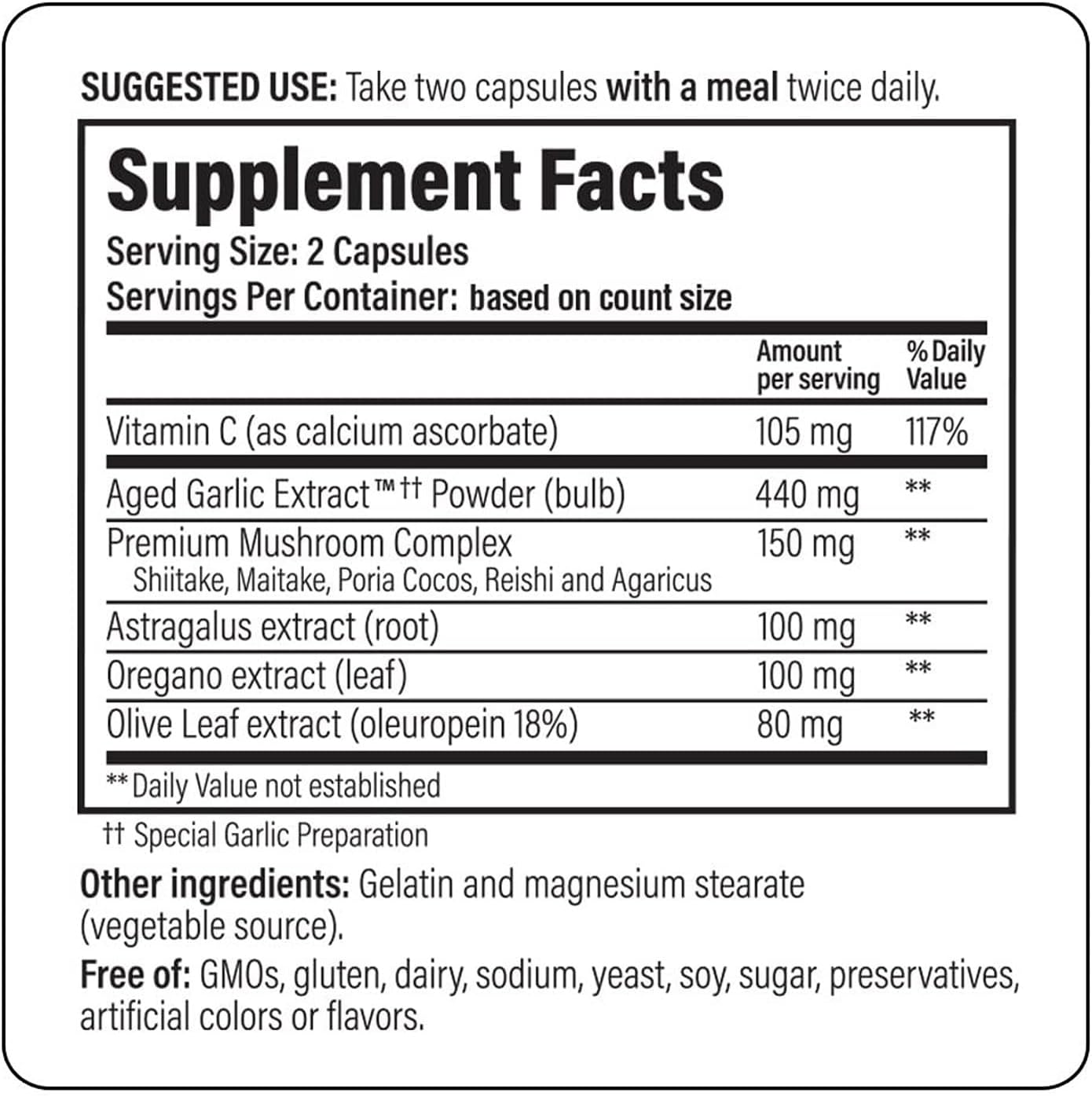 Kyolic Aged Garlic Extract, Immune Formula 103, 200 Capsules.