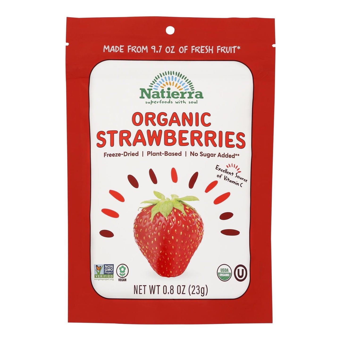 Natierra Premium Non-GMO Dried Whole Strawberries (Pack of 12 - 0.8 Oz)